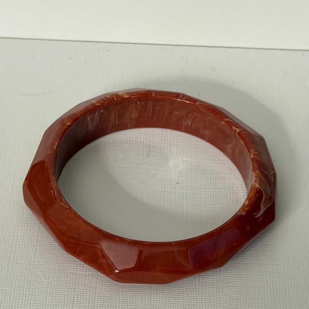 Free People Resin Faceted Red Bangle Bracelet